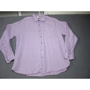 EQ Shirt Mens XL Purple Linen Integrity Every Garment Embroidered Logo Button Up